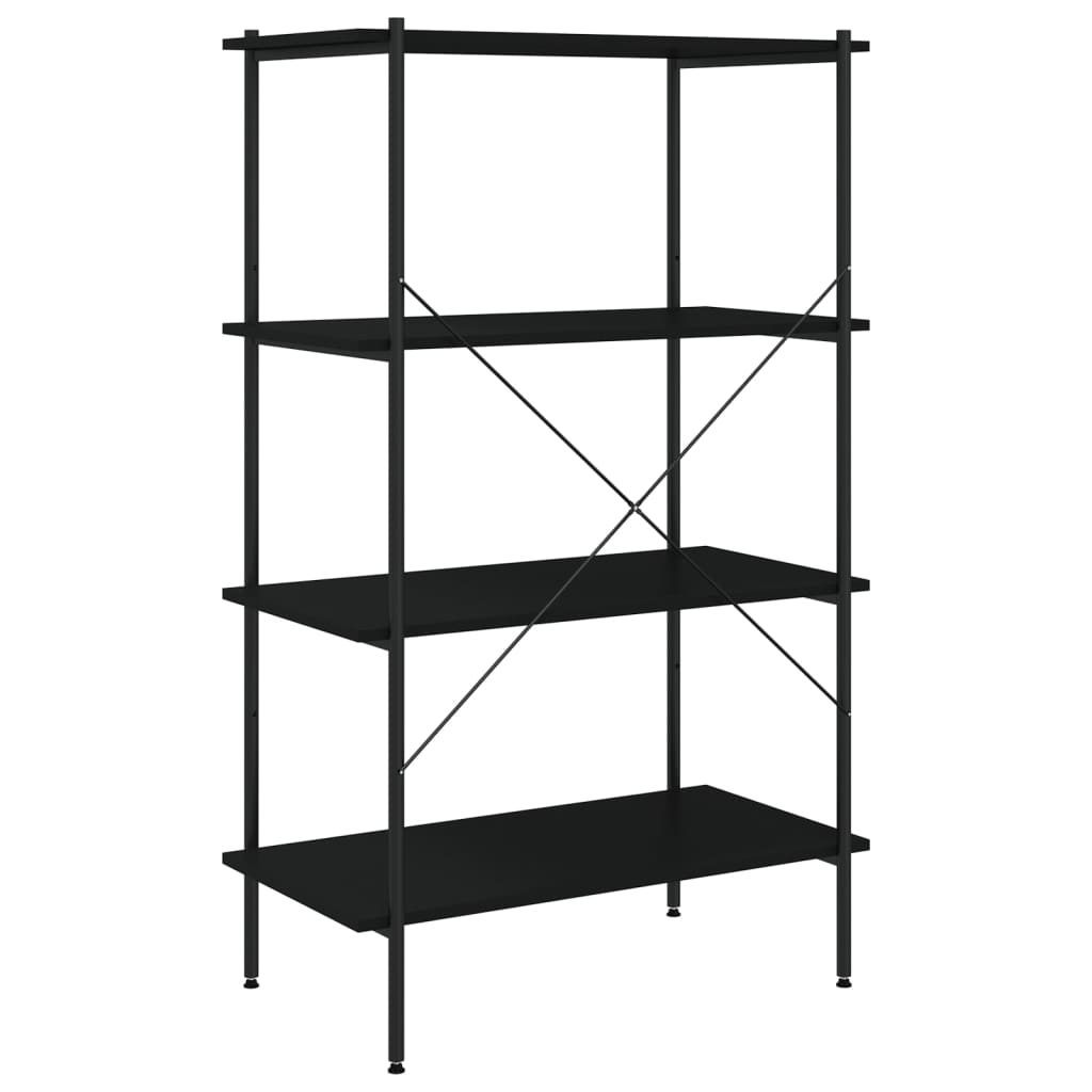 reol med 4 hylder 80x40x130 cm sort