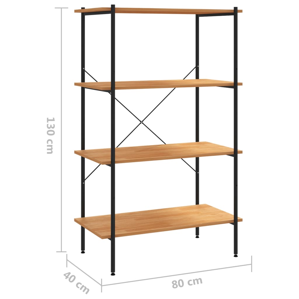 reol med 4 hylder 80x40x130 cm sort og egetræsfarvet