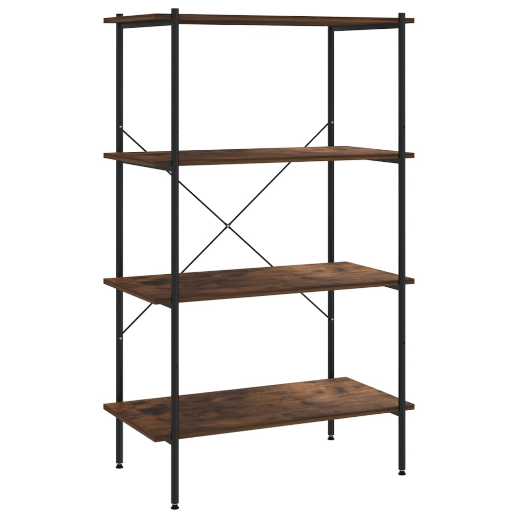 reol med 4 hylder 80x40x130 cm sort og naturfarvet