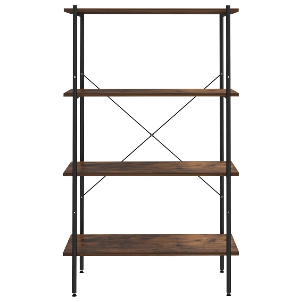 reol med 4 hylder 80x40x130 cm sort og naturfarvet