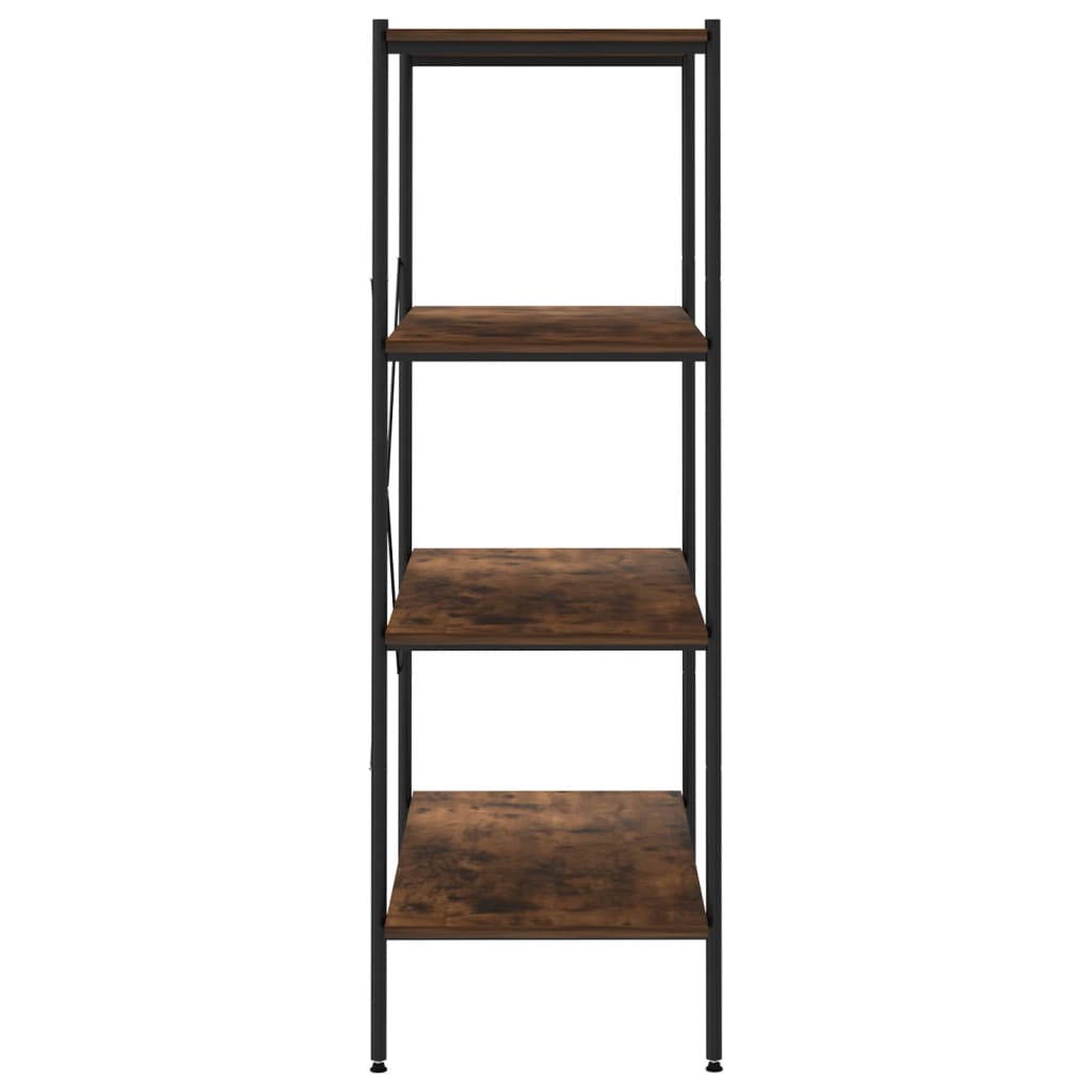 reol med 4 hylder 80x40x130 cm sort og naturfarvet