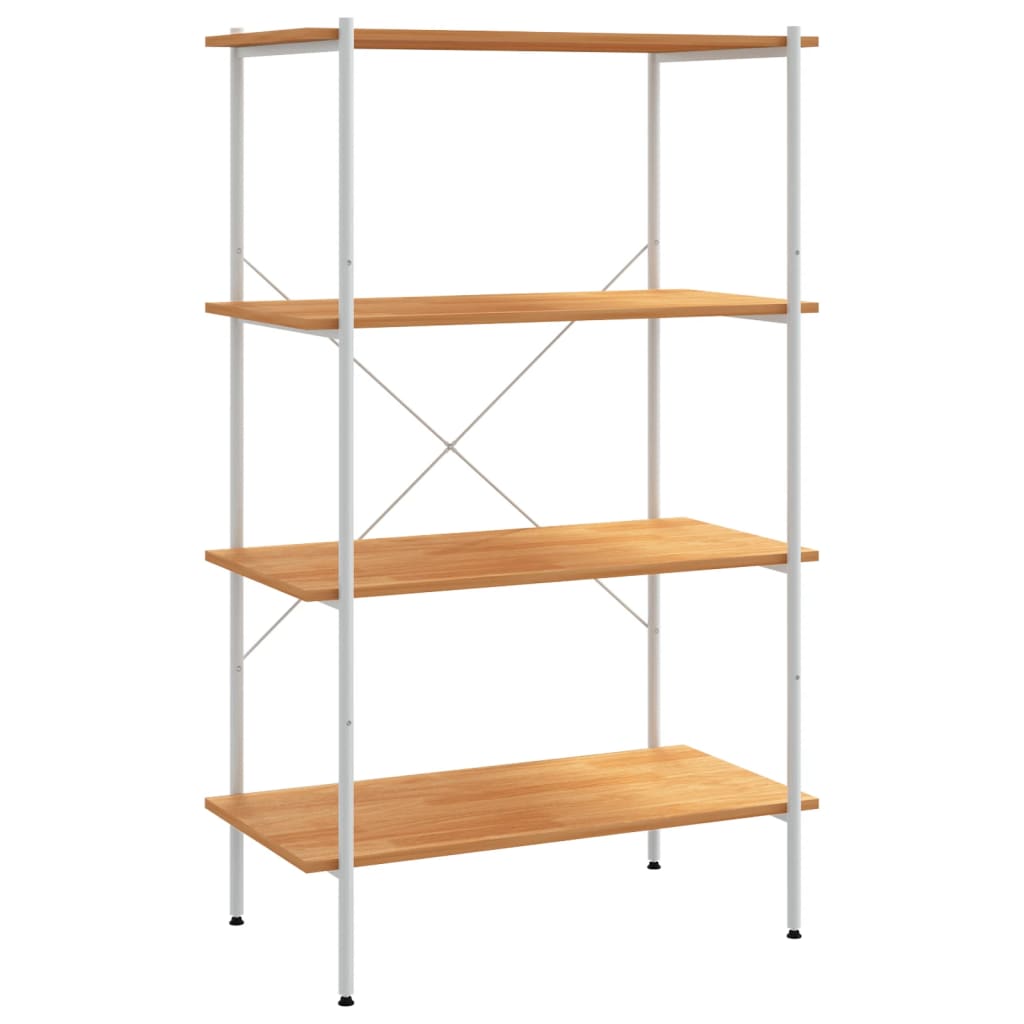 reol med 4 hylder 80x40x130 cm hvid og egetræsfarvet
