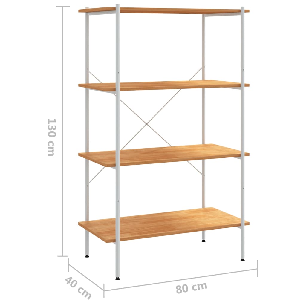 reol med 4 hylder 80x40x130 cm hvid og egetræsfarvet