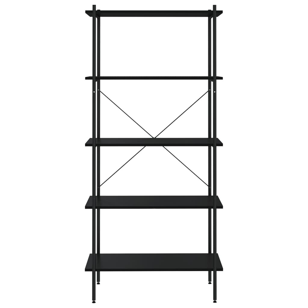 reol med 5 hylder 80x40x163 cm sort