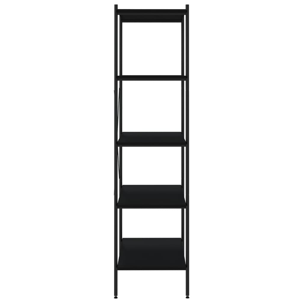 reol med 5 hylder 80x40x163 cm sort
