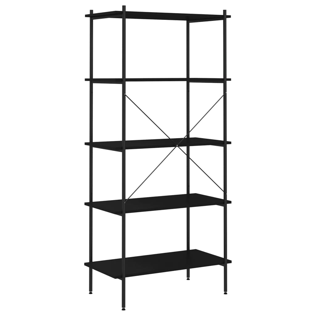 reol med 5 hylder 80x40x163 cm sort