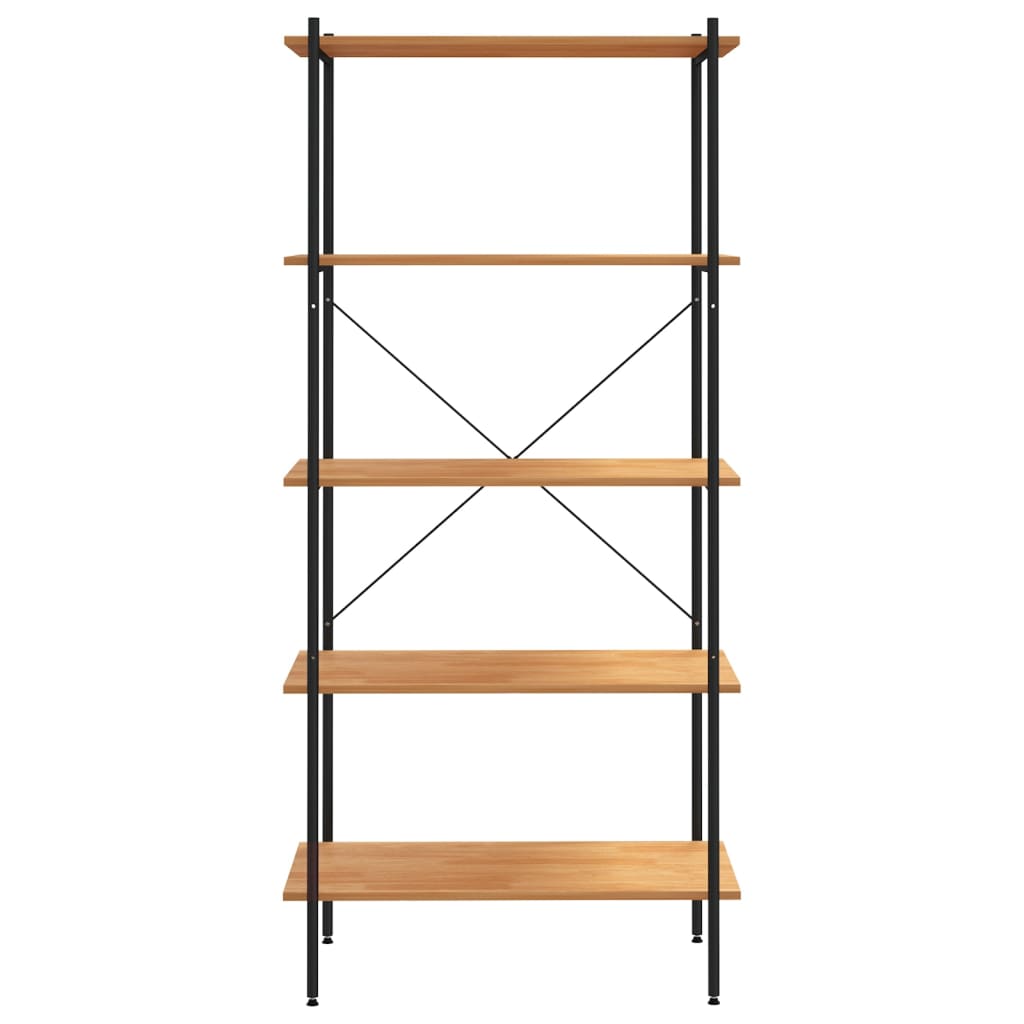 reol med 5 hylder 80x40x163 cm sort og egetræsfarvet