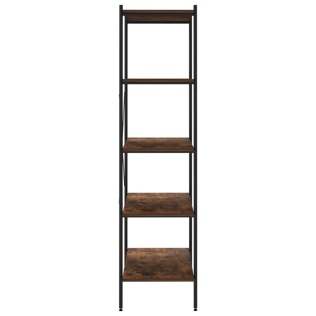 reol med 5 hylder 80x40x163 cm sort og naturfarvet