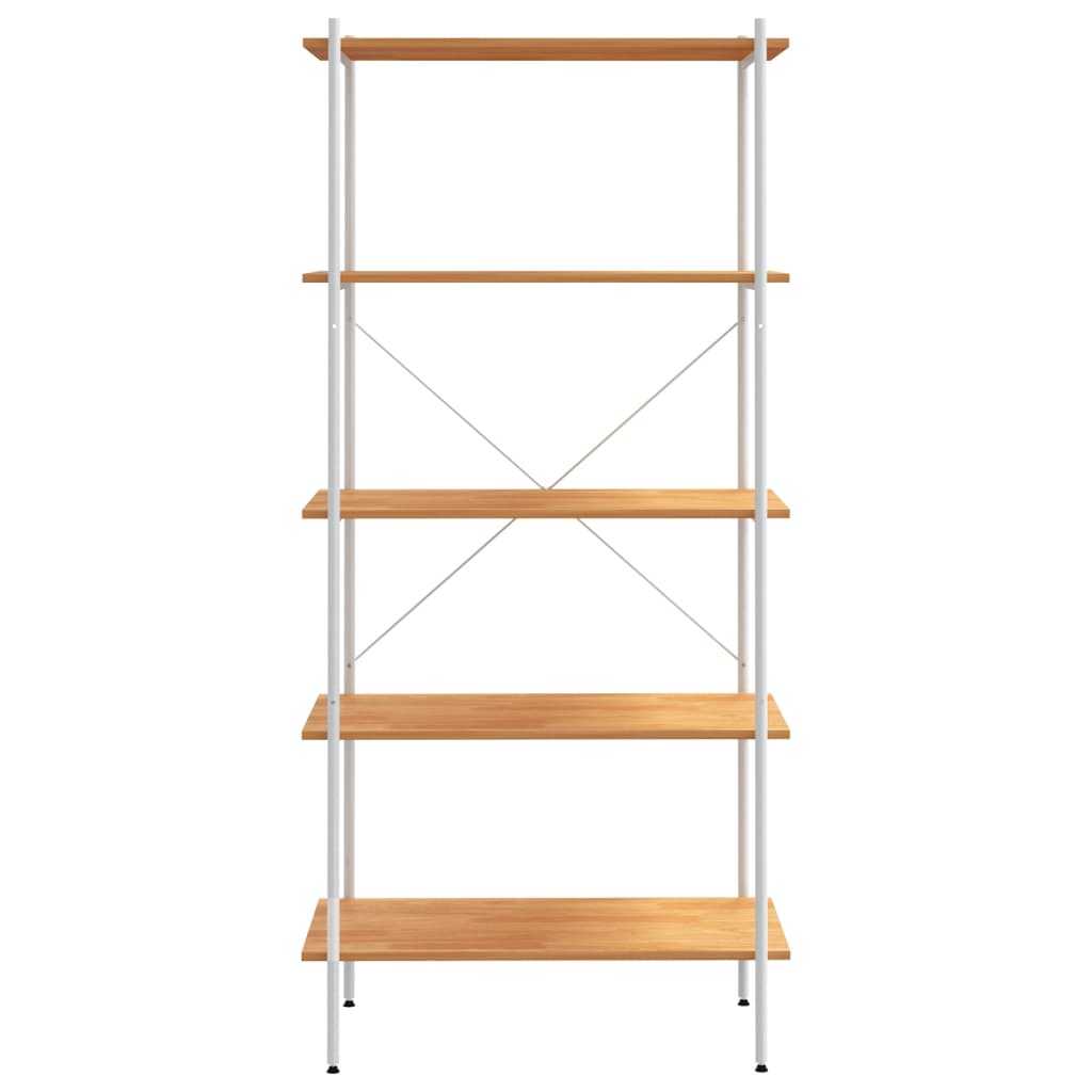 reol med 5 hylder 80x40x163 cm hvid og egetræsfarvet