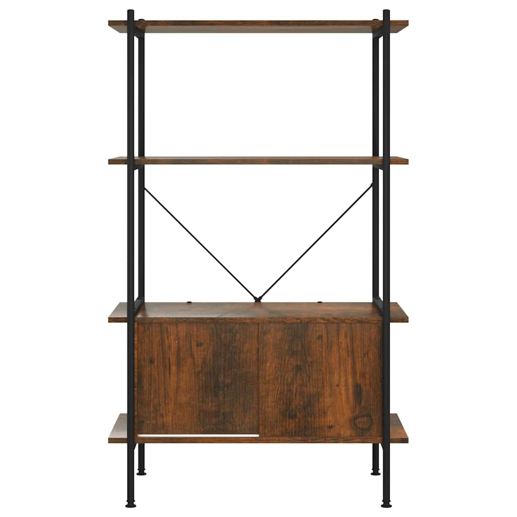 reol med skab 80x40x130 cm 4 niveauer stål og konstrueret træ
