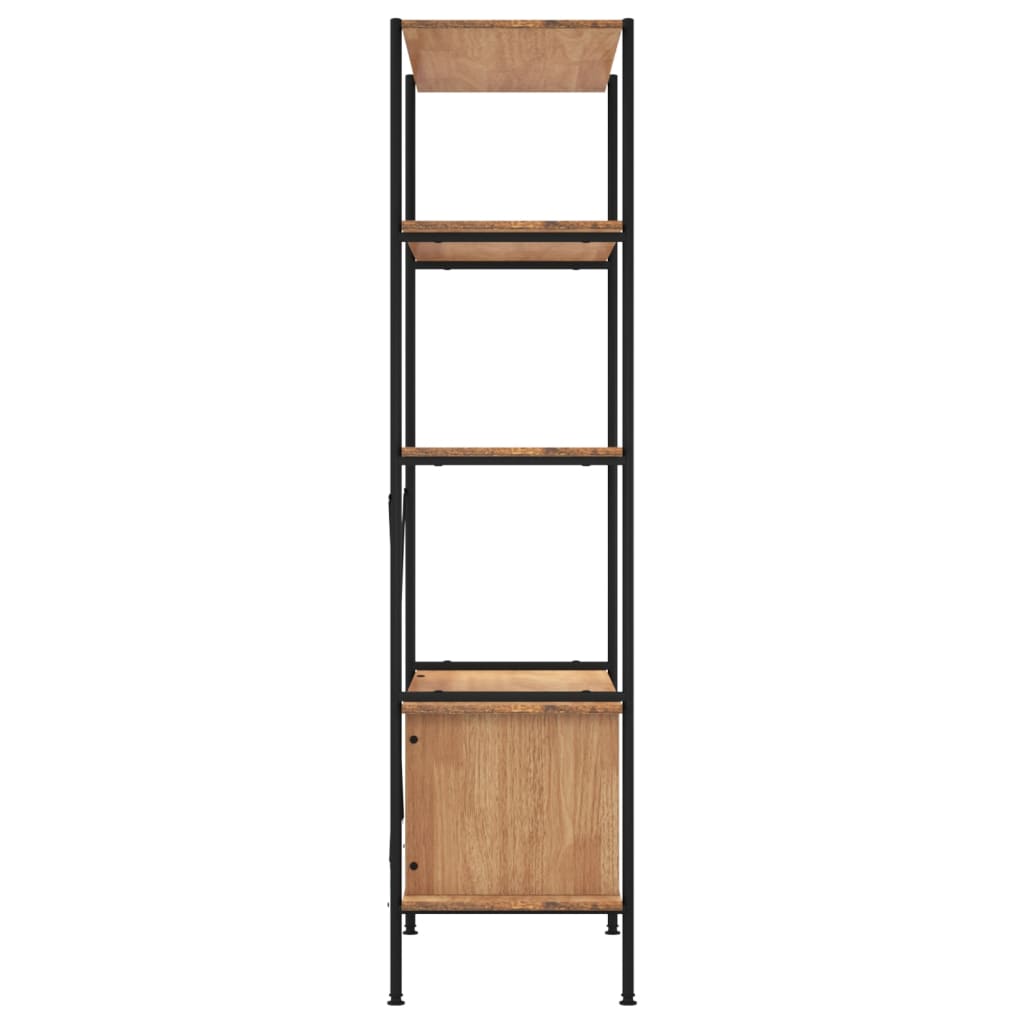 reol med skab 80x40x163 cm 5 niveauer stål og konstrueret træ