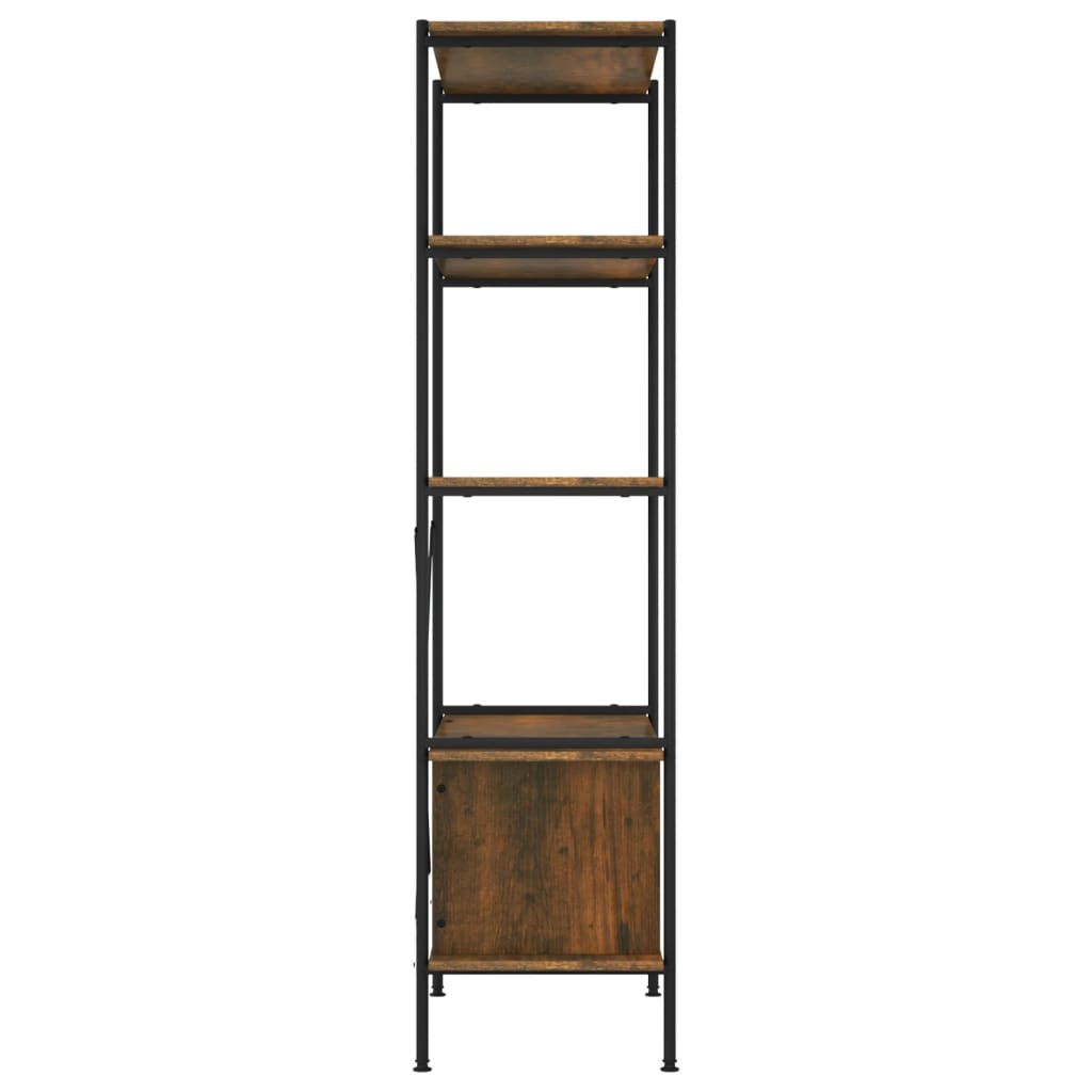 reol med skab 80x40x163 cm 5 niveauer stål og konstrueret træ