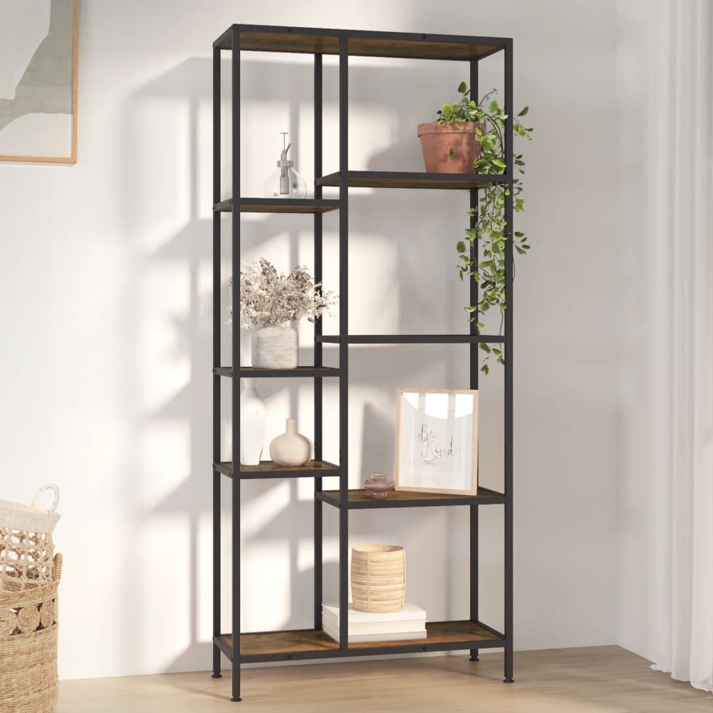 bogreol 80x30x180 cm stål og konstrueret træ
