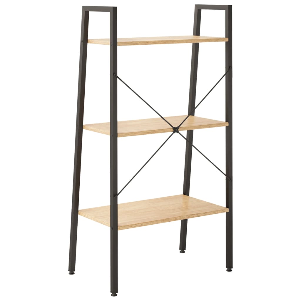 stigereol med 3 hylder 56x35x108 cm lysebrun og sort