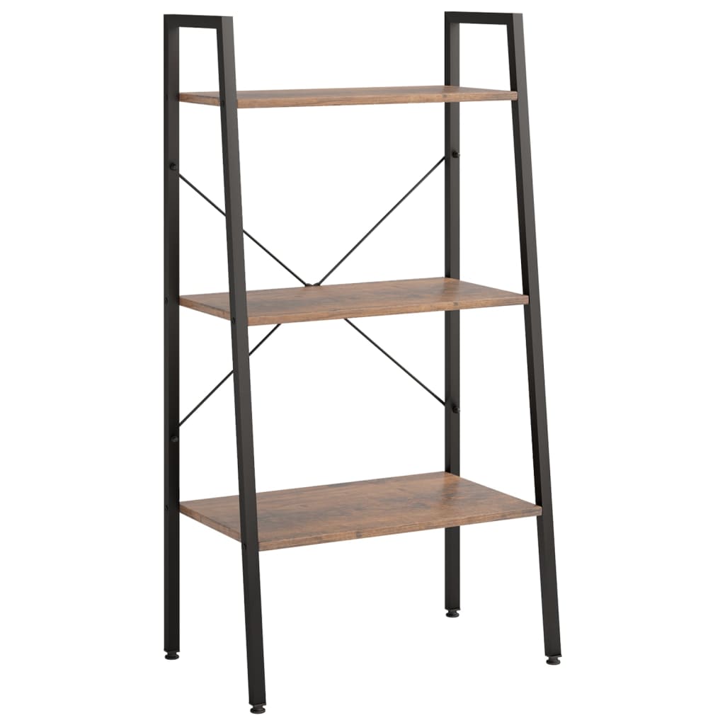 stigereol med 3 hylder 56x35x108 cm mørkebrun og sort