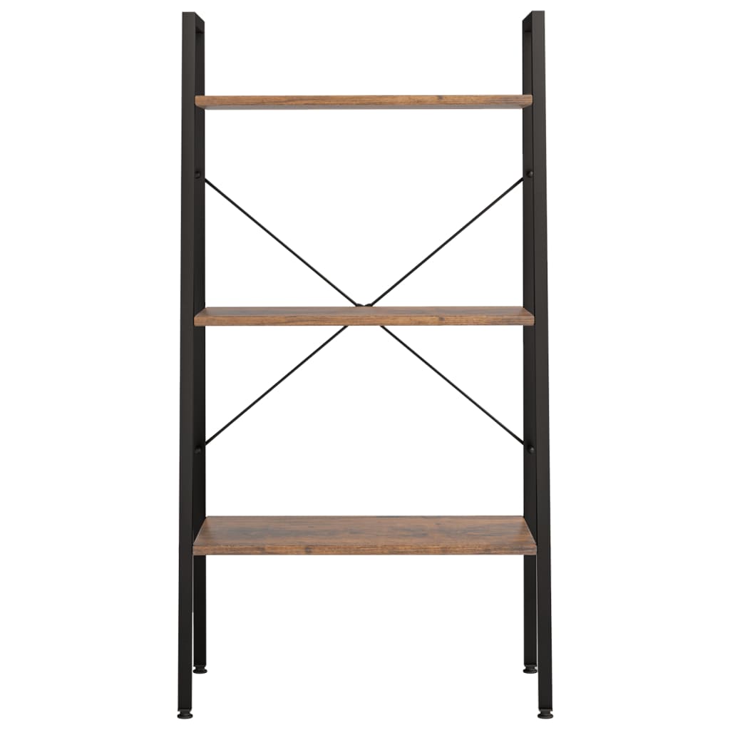 stigereol med 3 hylder 56x35x108 cm mørkebrun og sort