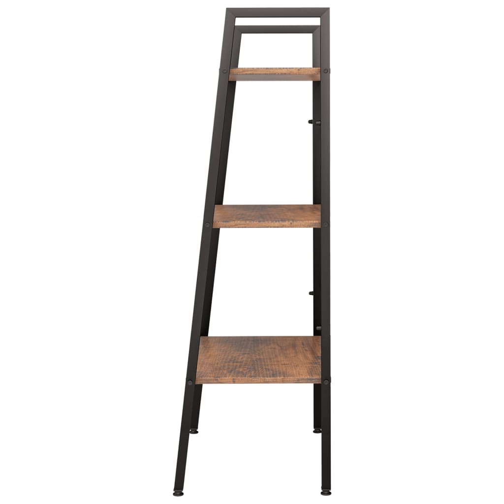 stigereol med 3 hylder 56x35x108 cm mørkebrun og sort