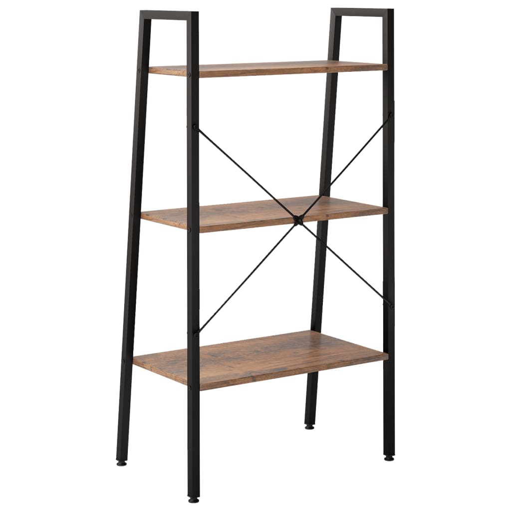 stigereol med 3 hylder 56x35x108 cm mørkebrun og sort