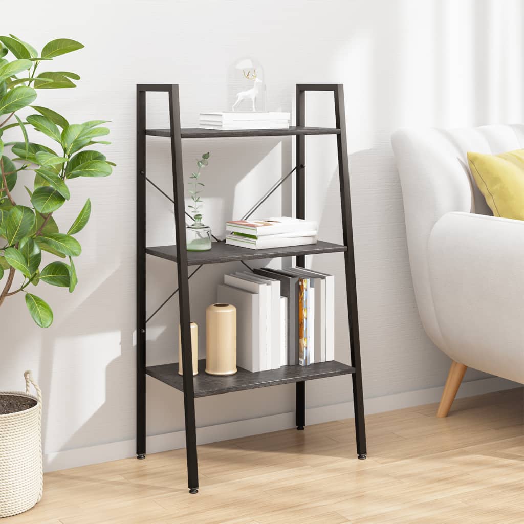 stigereol med 3 hylder 56x35x108 cm sort