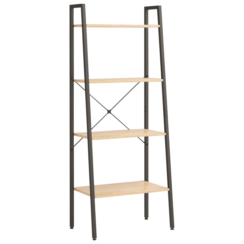 stigereol med 4 hylder 56x35x140 cm lysebrun og sort