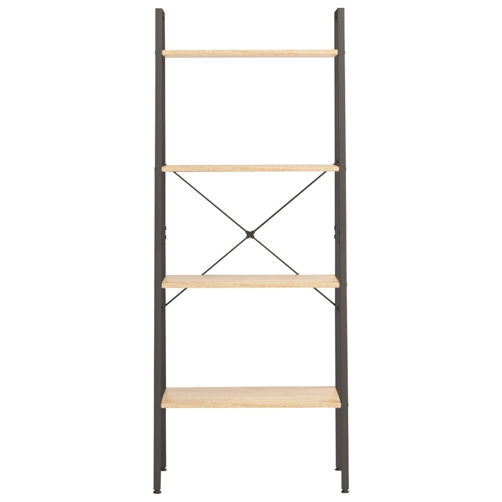 stigereol med 4 hylder 56x35x140 cm lysebrun og sort
