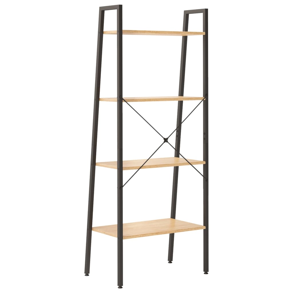 stigereol med 4 hylder 56x35x140 cm lysebrun og sort