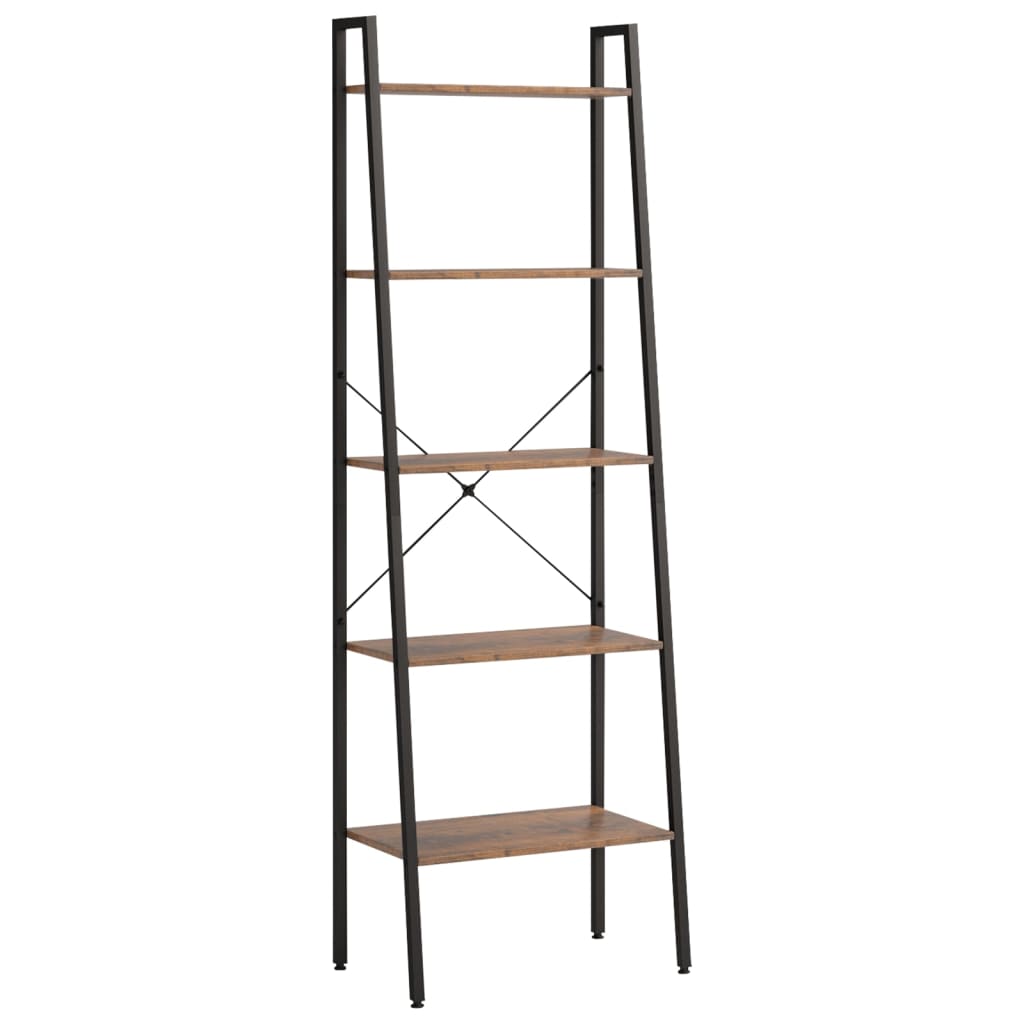stigereol med 5 hylder 56x35x174 cm mørkebrun og sort