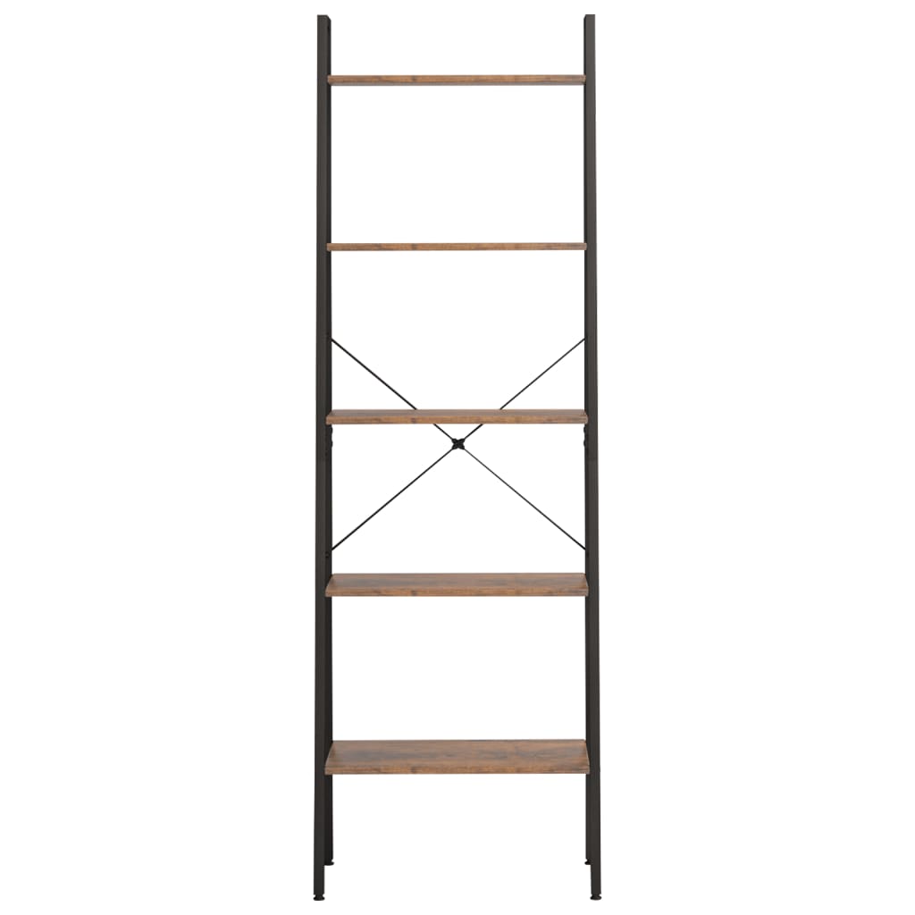 stigereol med 5 hylder 56x35x174 cm mørkebrun og sort