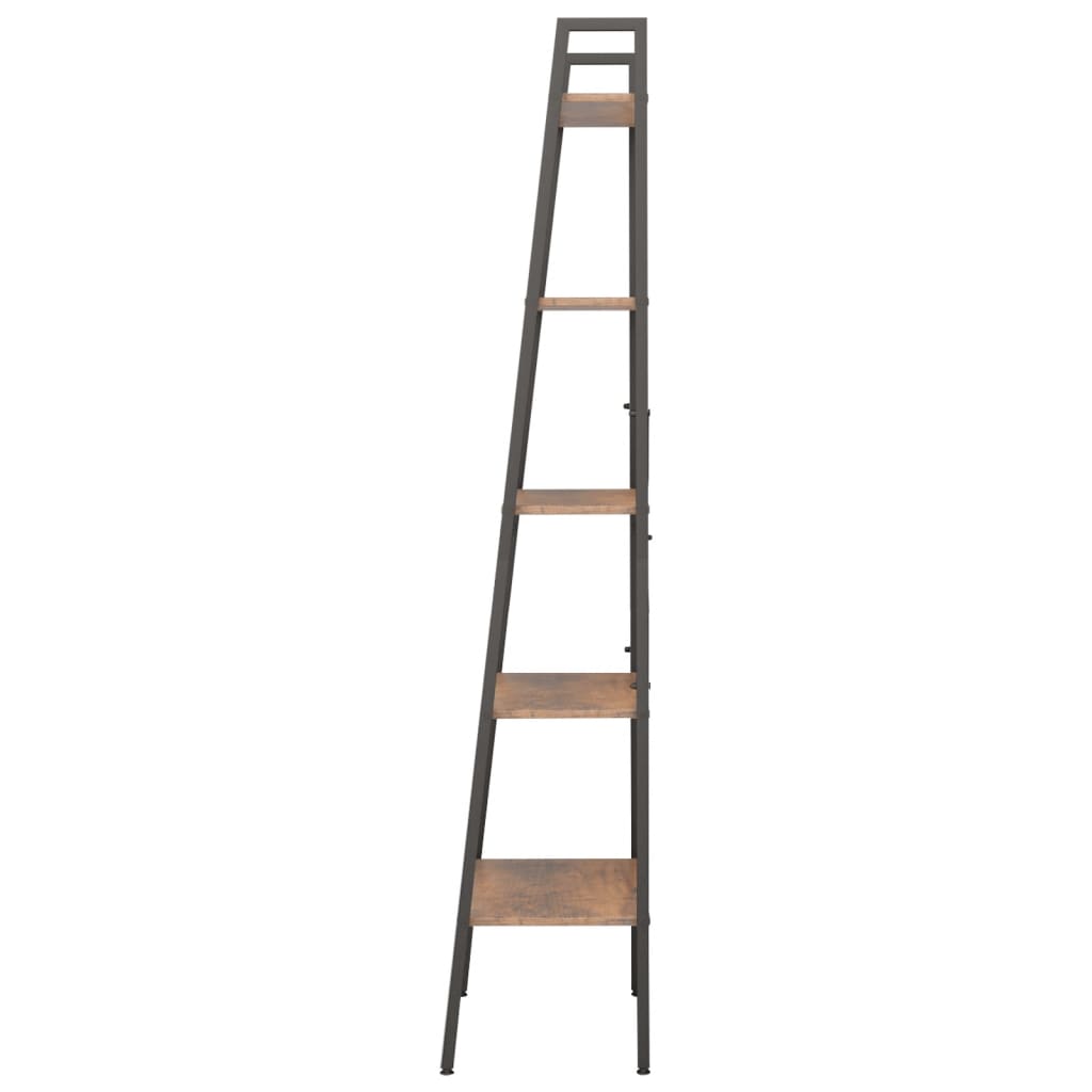 stigereol med 5 hylder 56x35x174 cm mørkebrun og sort