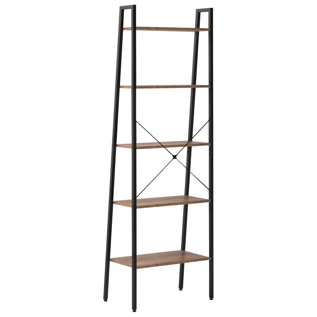 stigereol med 5 hylder 56x35x174 cm mørkebrun og sort