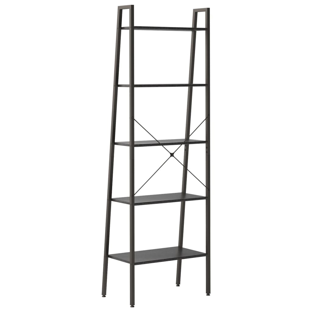 stigereol med 5 hylder 56x35x174 cm sort