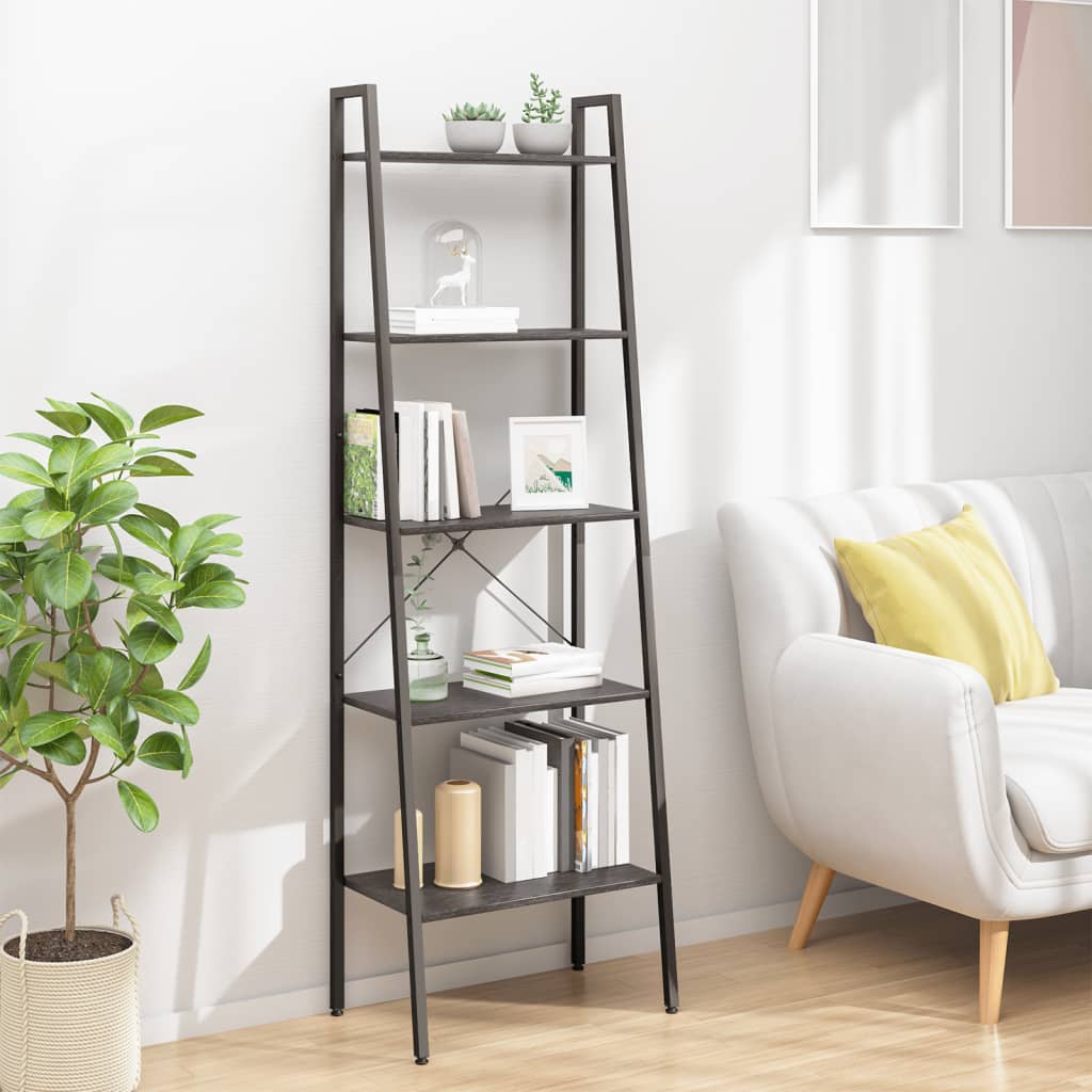 stigereol med 5 hylder 56x35x174 cm sort