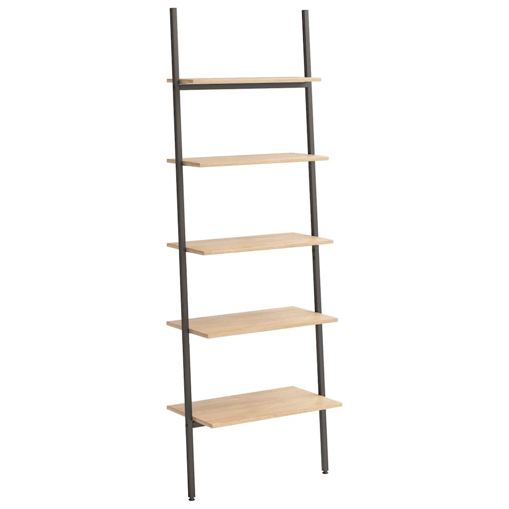 stigereol med 5 hylder 64x34x185,5 cm lysebrun og sort