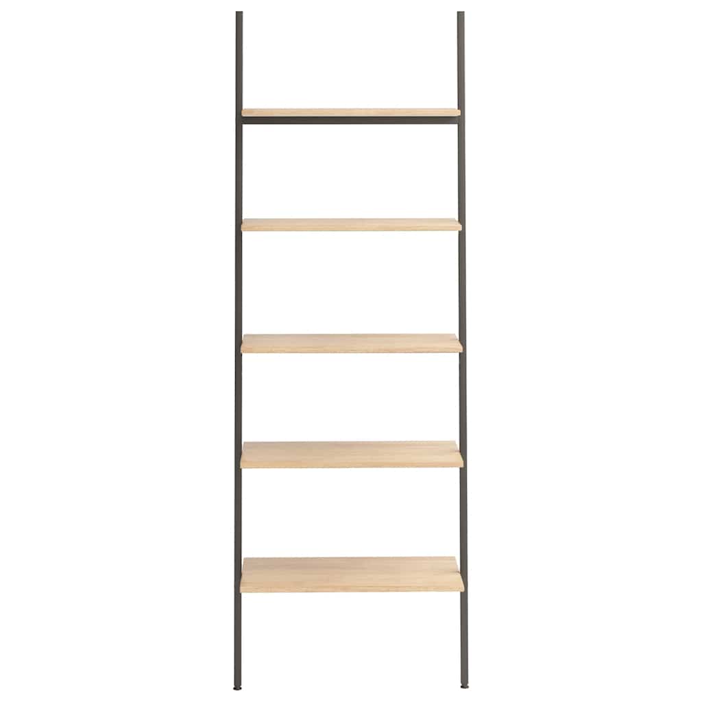 stigereol med 5 hylder 64x34x185,5 cm lysebrun og sort