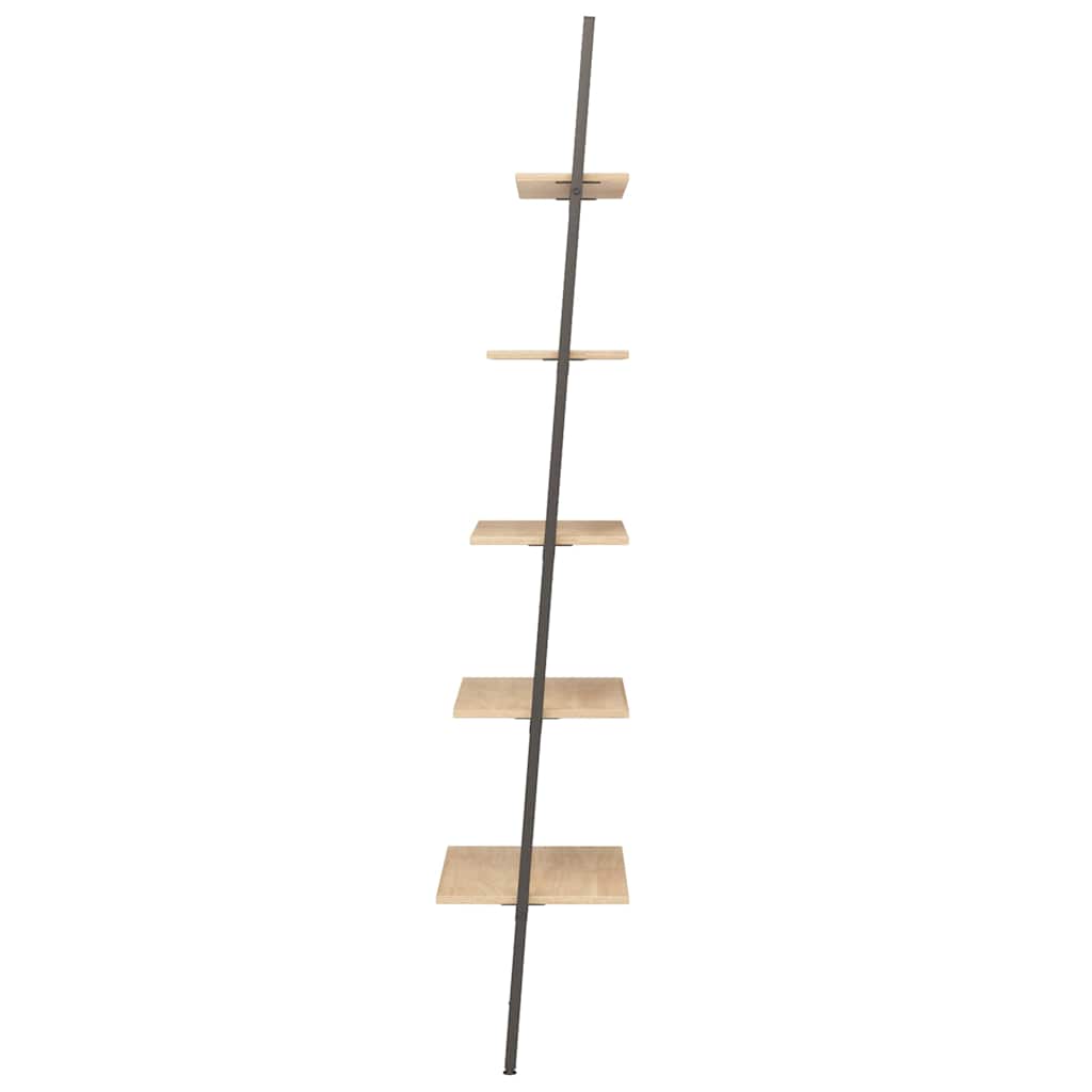 stigereol med 5 hylder 64x34x185,5 cm lysebrun og sort