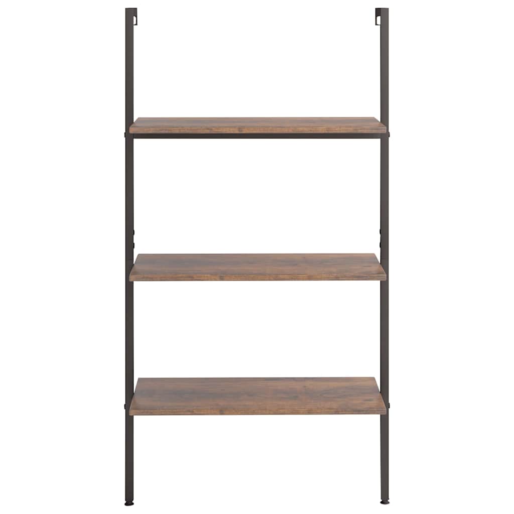 stigereol med 3 hylder 64x35x120,5 cm mørkebrun og sort