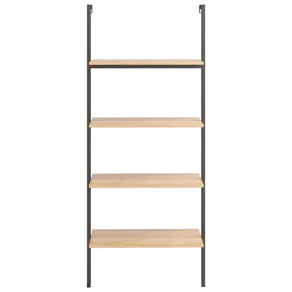 stigereol med 4 hylder 64x35x152,5 cm lysebrun og sort