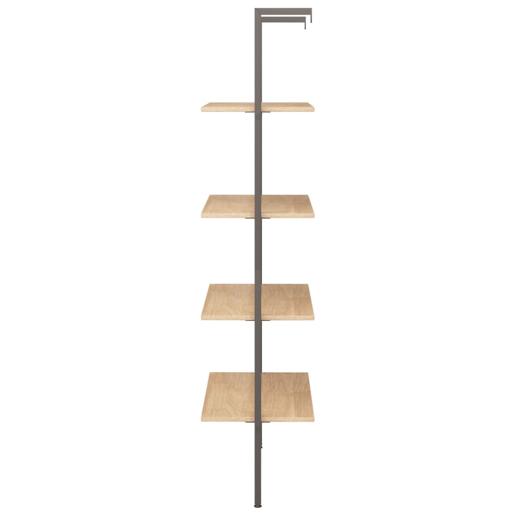 stigereol med 4 hylder 64x35x152,5 cm lysebrun og sort