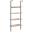 stigereol med 4 hylder 64x35x152,5 cm lysebrun og sort
