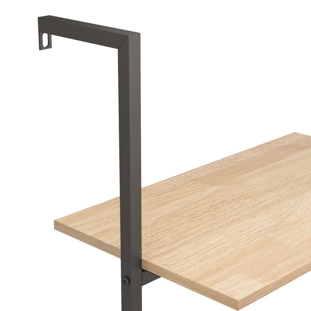 stigereol med 4 hylder 64x35x152,5 cm lysebrun og sort