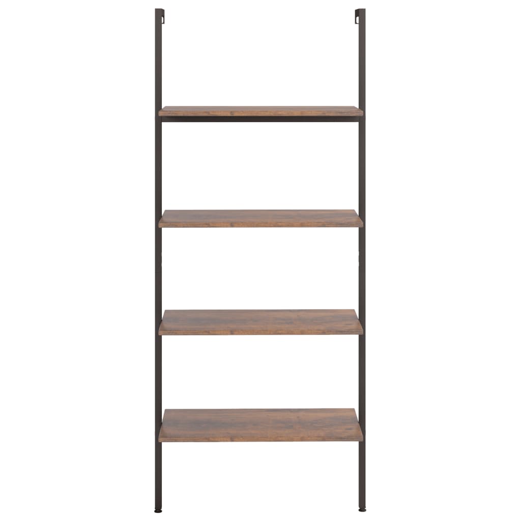 stigereol med 4 hylder 64x35x152,5 cm mørkebrun og sort