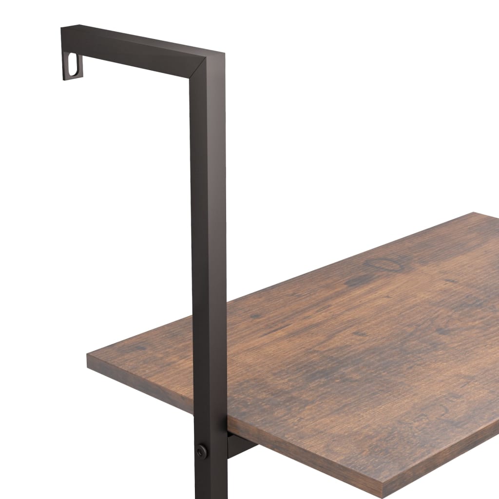 stigereol med 4 hylder 64x35x152,5 cm mørkebrun og sort