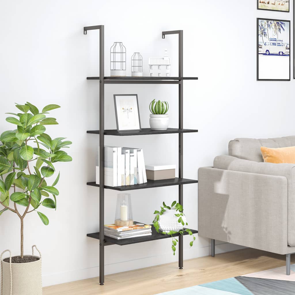 stigereol med 4 hylder 64x35x152,5 cm sort