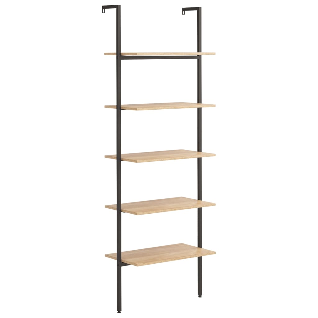 stigereol med 5 hylder 64x35x185 cm lysebrun og sort