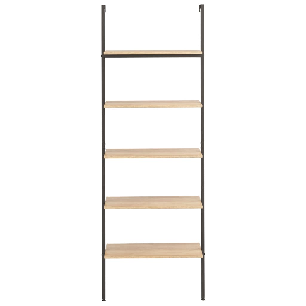 stigereol med 5 hylder 64x35x185 cm lysebrun og sort