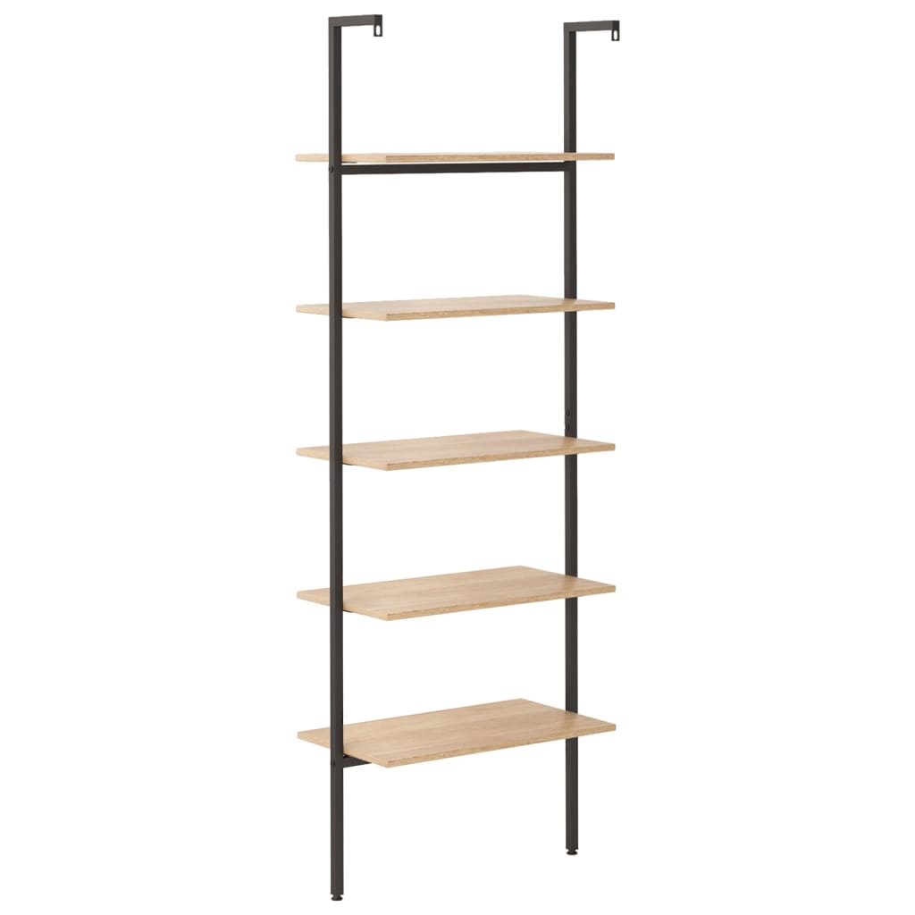 stigereol med 5 hylder 64x35x185 cm lysebrun og sort