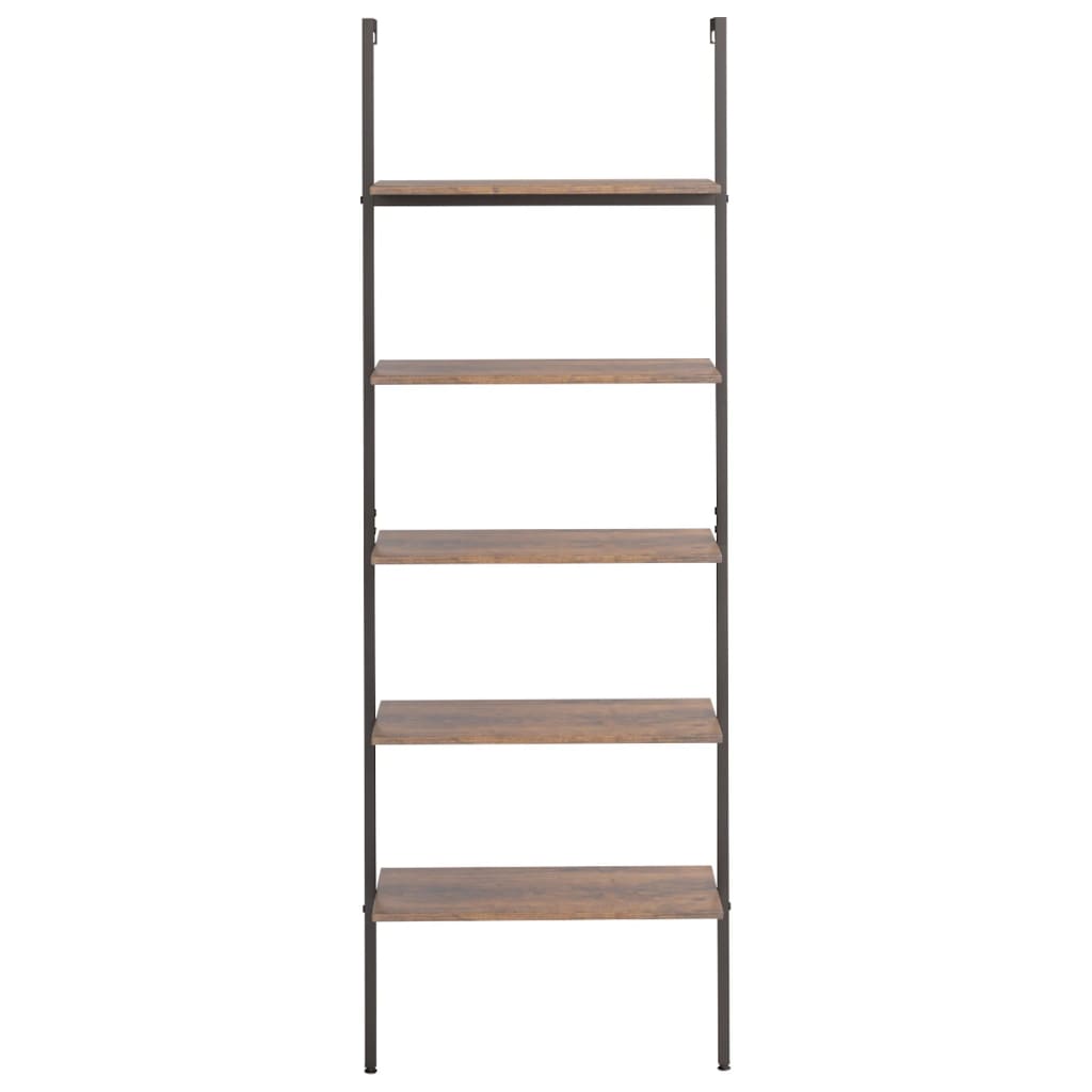 stigereol med 5 hylder 64x35x185 cm mørkebrun og sort