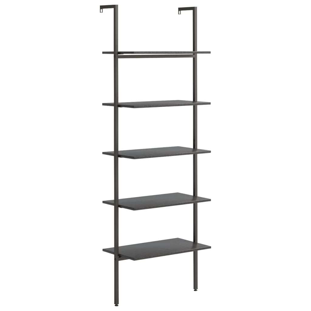 stigereol med 5 hylder 64x35x185 cm sort