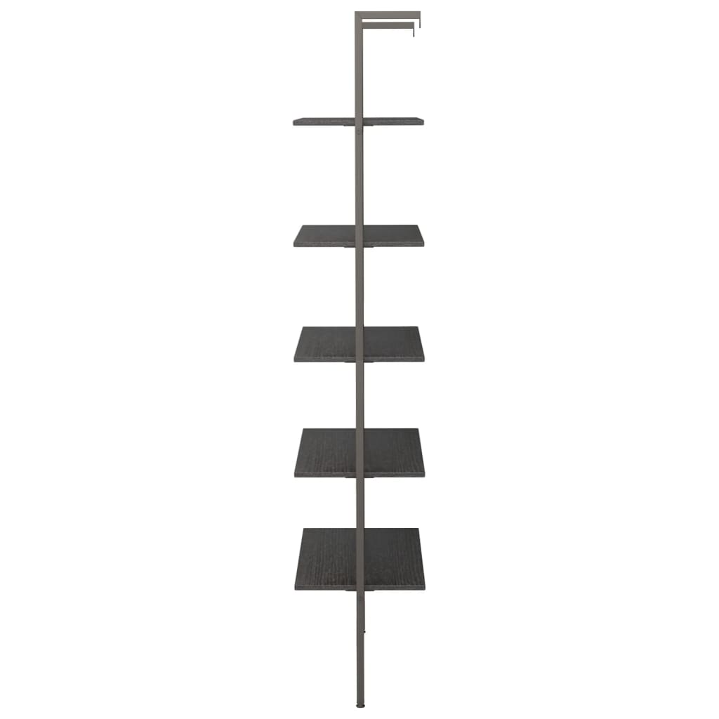 stigereol med 5 hylder 64x35x185 cm sort