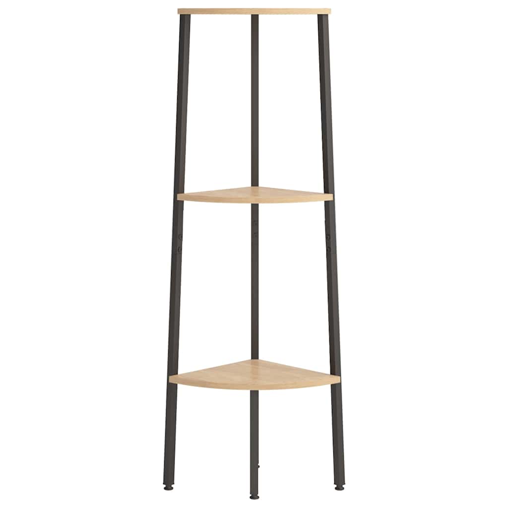 stigereol med 3 hylder 45,5x31,5x120 cm lysebrun og sort